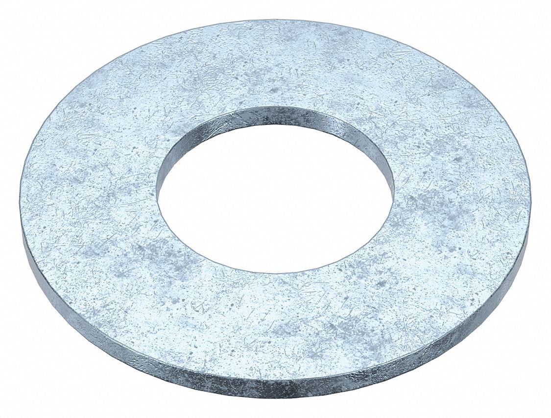 USS Washer: Case Hardened, Zinc Plated, Steel, 1 1/2 in Screw Sz, 1.625 in In Dia, 5 PK
