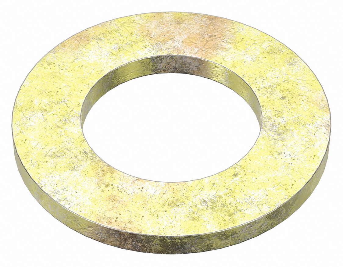 Flat Washer: Zinc Yellow, Steel, M20 Screw Sz, 21.33 mm In Dia, 37 mm Out Dia, 10 PK