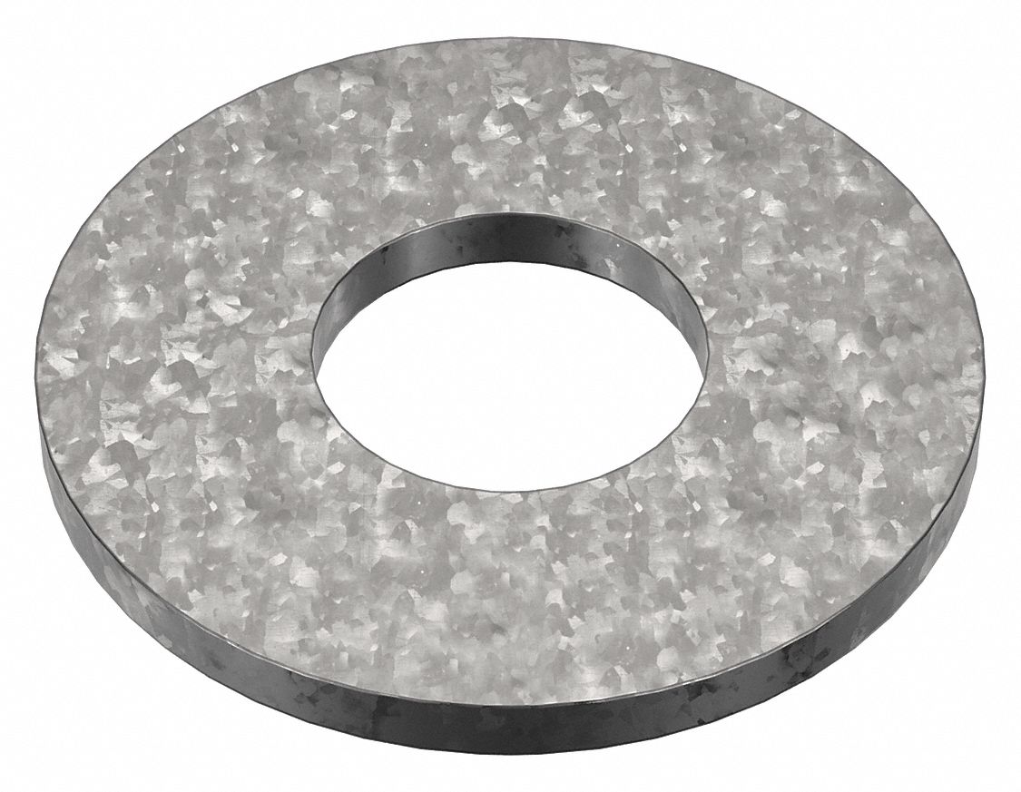 USS Washer: Case Hardened, Hot-Dipped Galvanized, Steel, 7/8 in Screw Sz, 0.938 in In Dia, 10 PK