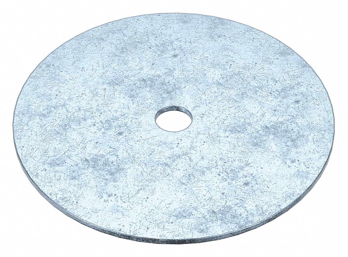 Large O.D. Oversized Washer: Case Hardened, Zinc Plated, Steel, 5/16 in Screw Sz, 100 PK
