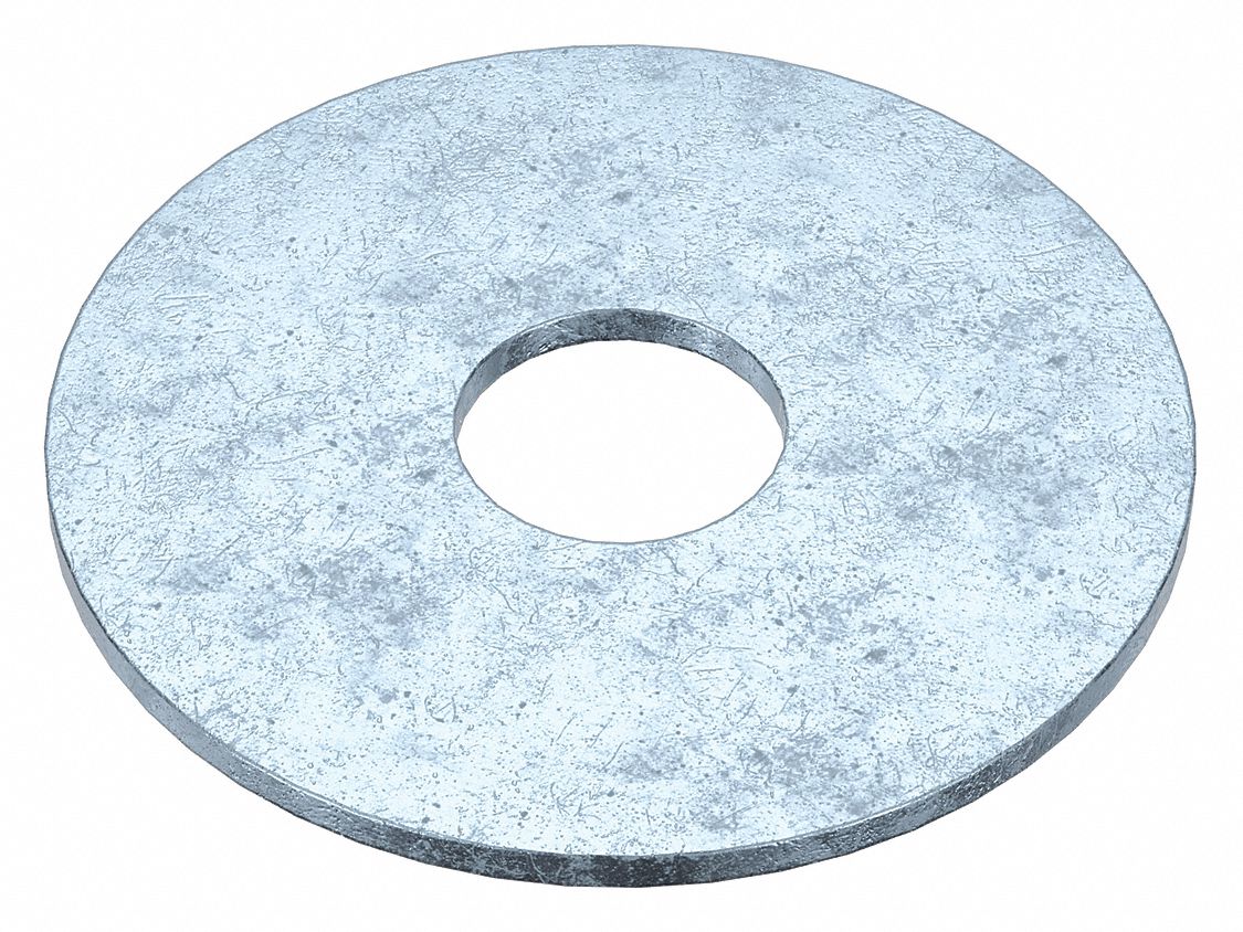 Flat Washer: Case Hardened, Zinc Plated, Steel, 7/8 in Screw Sz, 0.938 in In Dia, 10 PK