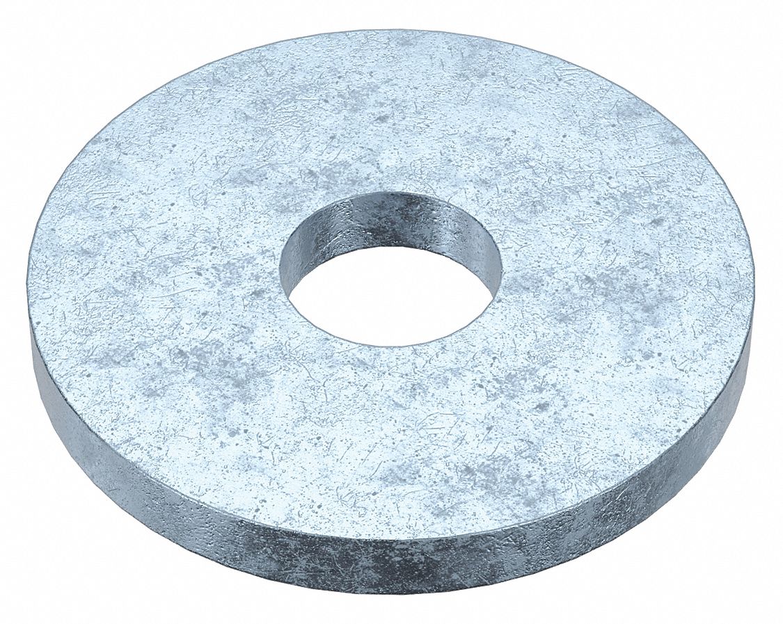 Flat Washer: Case Hardened, Zinc Plated, Steel, 1 in Screw Sz, 1.063 in In Dia, Case Hardened, 5 PK