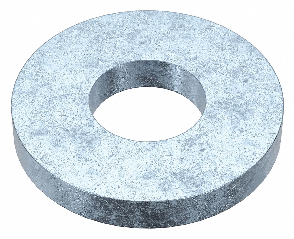 Flat Washer: Case Hardened, Zinc Plated, Steel, #1 Screw Sz, 0.094 in In Dia, Case Hardened, 100 PK