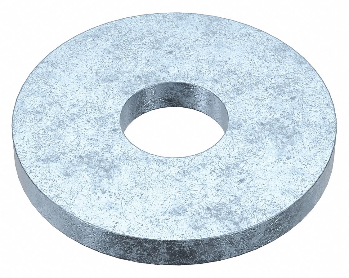 Flat Washer: Case Hardened, Zinc Plated, Steel, #1 Screw Sz, 0.094 in In Dia, Case Hardened, 100 PK