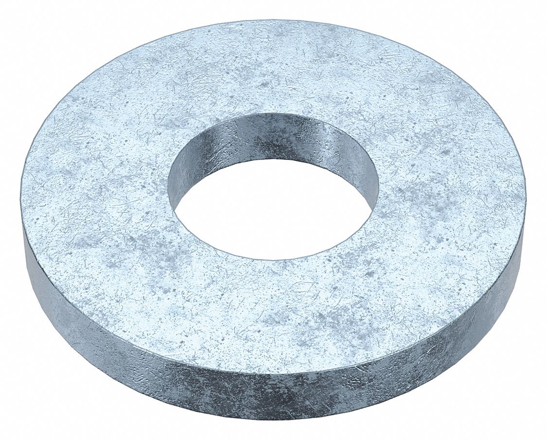 Flat Washer: Case Hardened, Zinc Plated, Steel, #6 Screw Sz, 0.156 in In Dia, Case Hardened, 100 PK