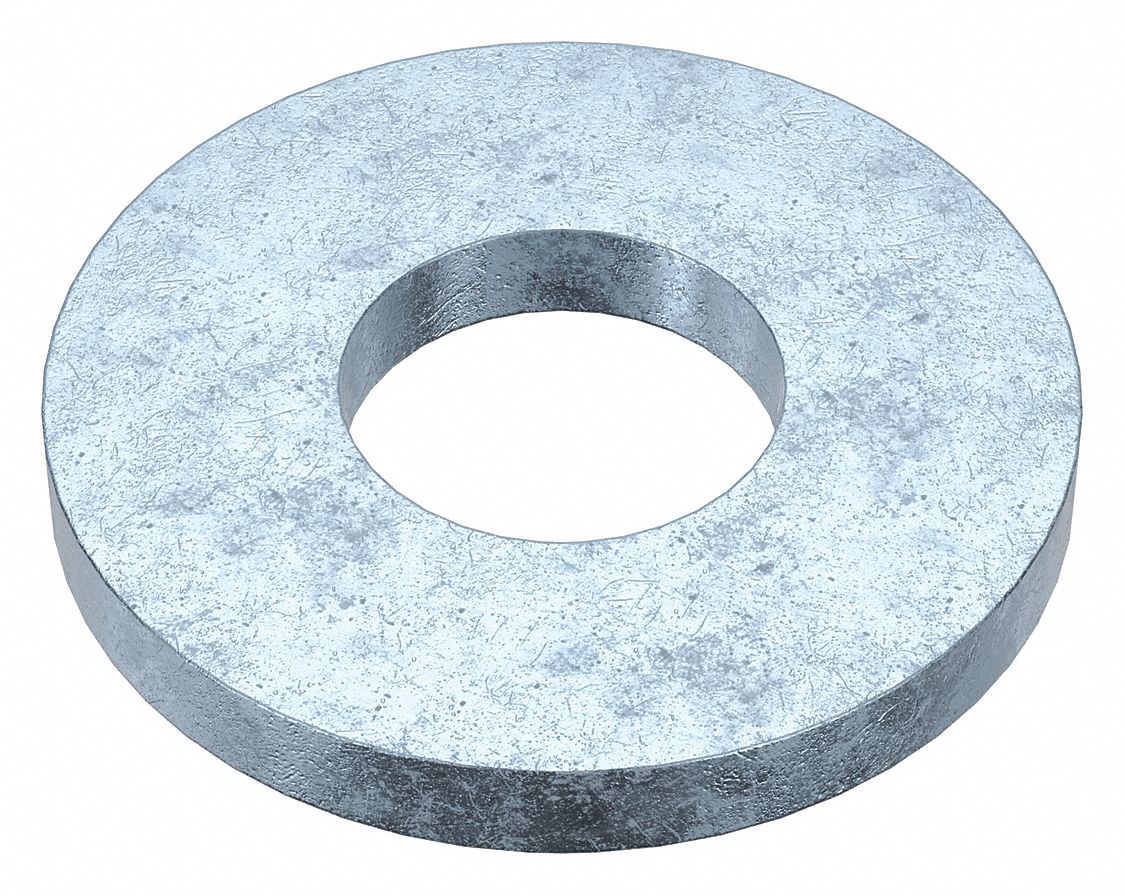 FLAT WASHER, FOR #8 SCREW, STEEL, ZINC PLATED, 0.188 IN ID, 100 PK