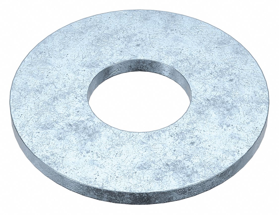 Flat Washer: Case Hardened, Zinc Plated, Steel, 7/16 in Screw Sz, 0.469 in In Dia, 50 PK