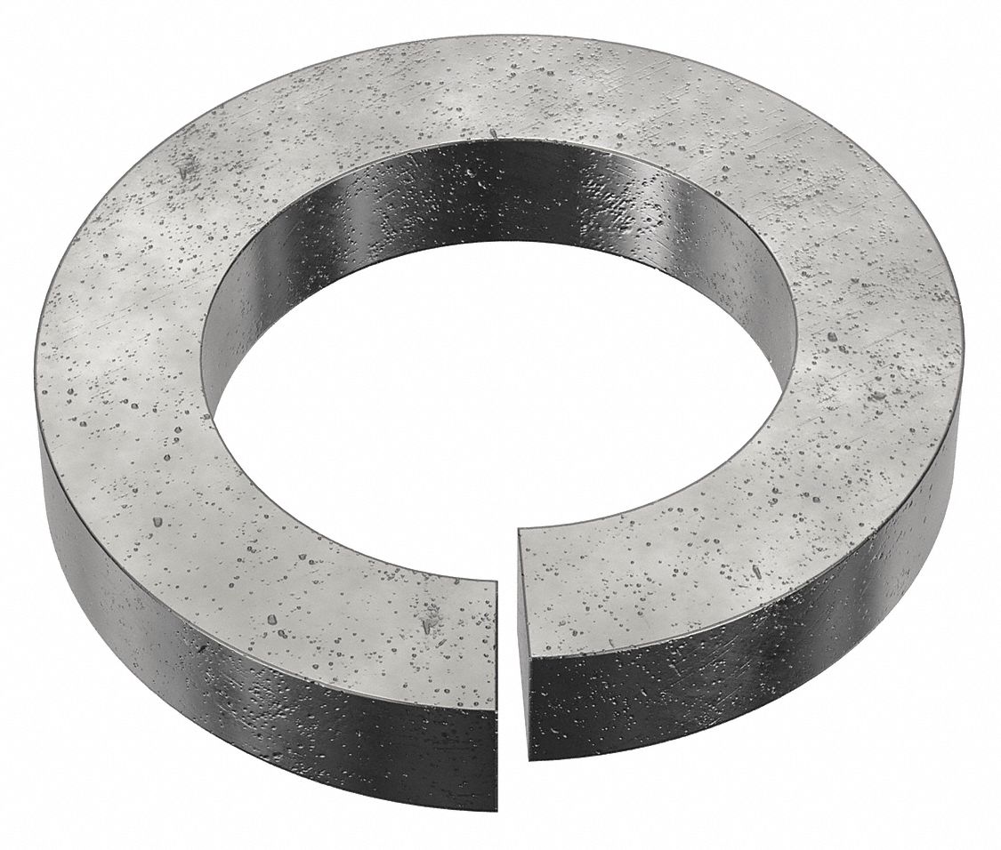 Heavy Split Lock Washer: Case Hardened, Black Oxide, Steel, 2 in Screw Sz, 1/2 in Max Thick, 5 PK