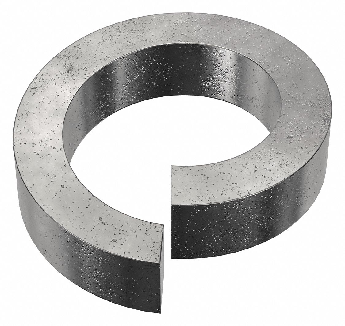 High Collar Split Lock Washer: Case Hardened, Black Oxide, Steel, 1/2 in Screw Sz, 25 PK