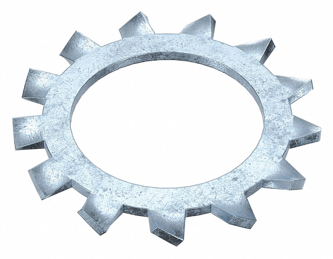External Tooth Lock Washer: Case Hardened, Zinc Plated, Steel, 3/4 in Screw Sz, Case Hardened, 10 PK