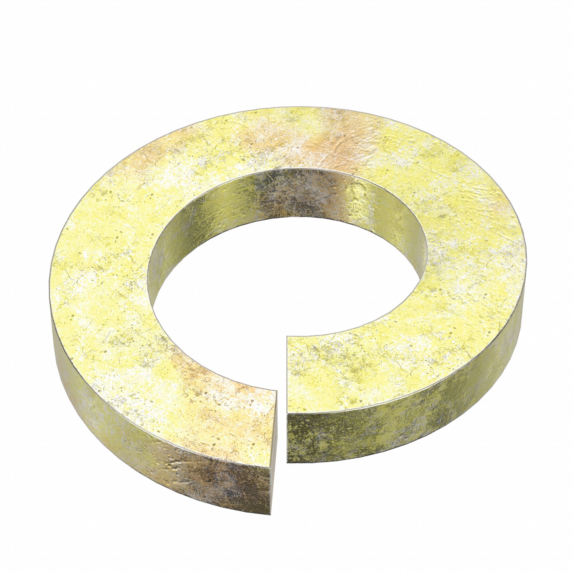 Split Lock Washer: Through Hardened, Zinc Yellow, Steel, 9/16 in Screw Sz, 9/64 in Max Thick, 25 PK