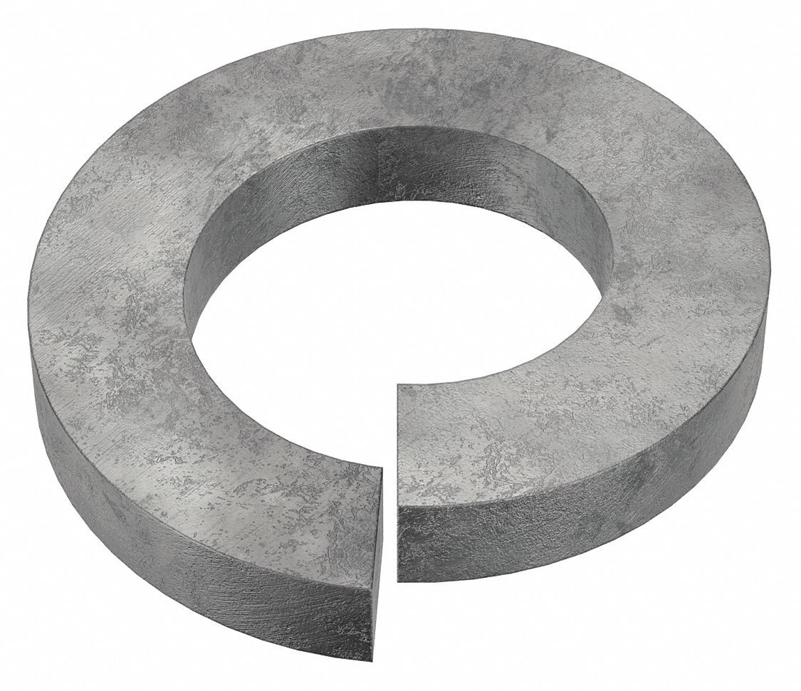Split Lock Washer: Case Hardened, Hot-Dipped Galvanized, Steel, 1/2 in Screw Sz, 25 PK