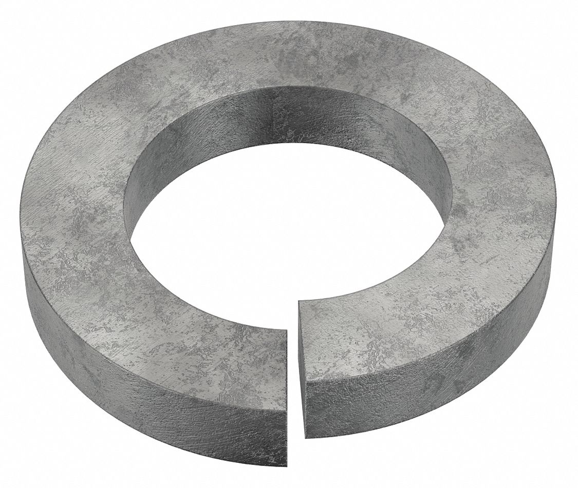 Split Lock Washer: Case Hardened, Hot-Dipped Galvanized, Steel, 1 1/8 in Screw Sz, 5 PK