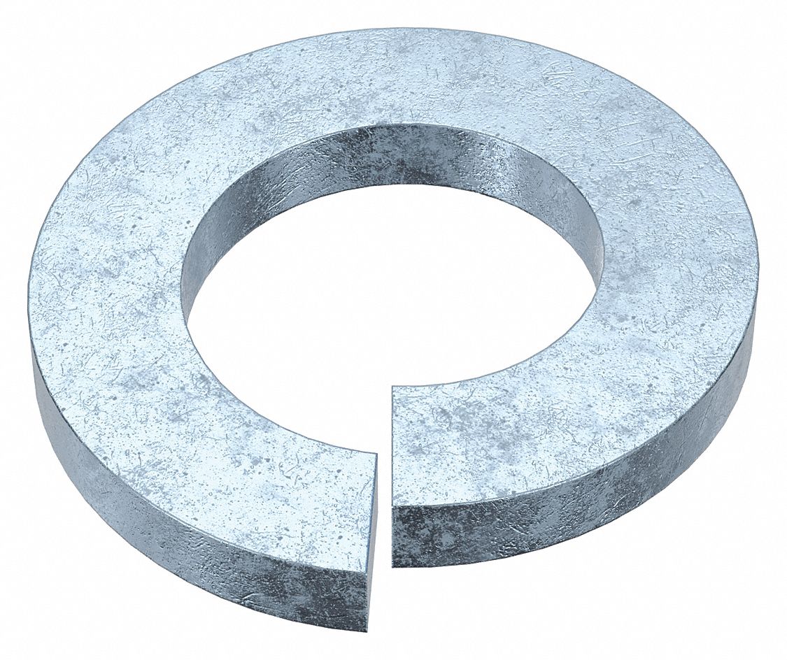 Split Lock Washer: Case Hardened, Zinc Plated, Steel, M12 Screw Sz, 12.7 mm Max. Inside Dia, 50 PK