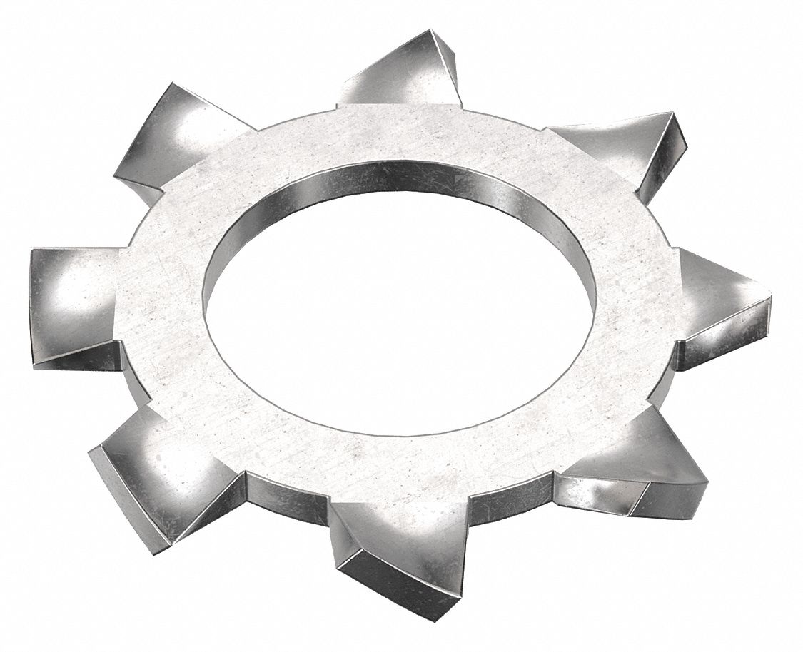 External Tooth Lock Washer: 18-8, Stainless Steel, M5 Screw Sz, 5.48 mm Max. Inside Dia, 18-8, 50 PK