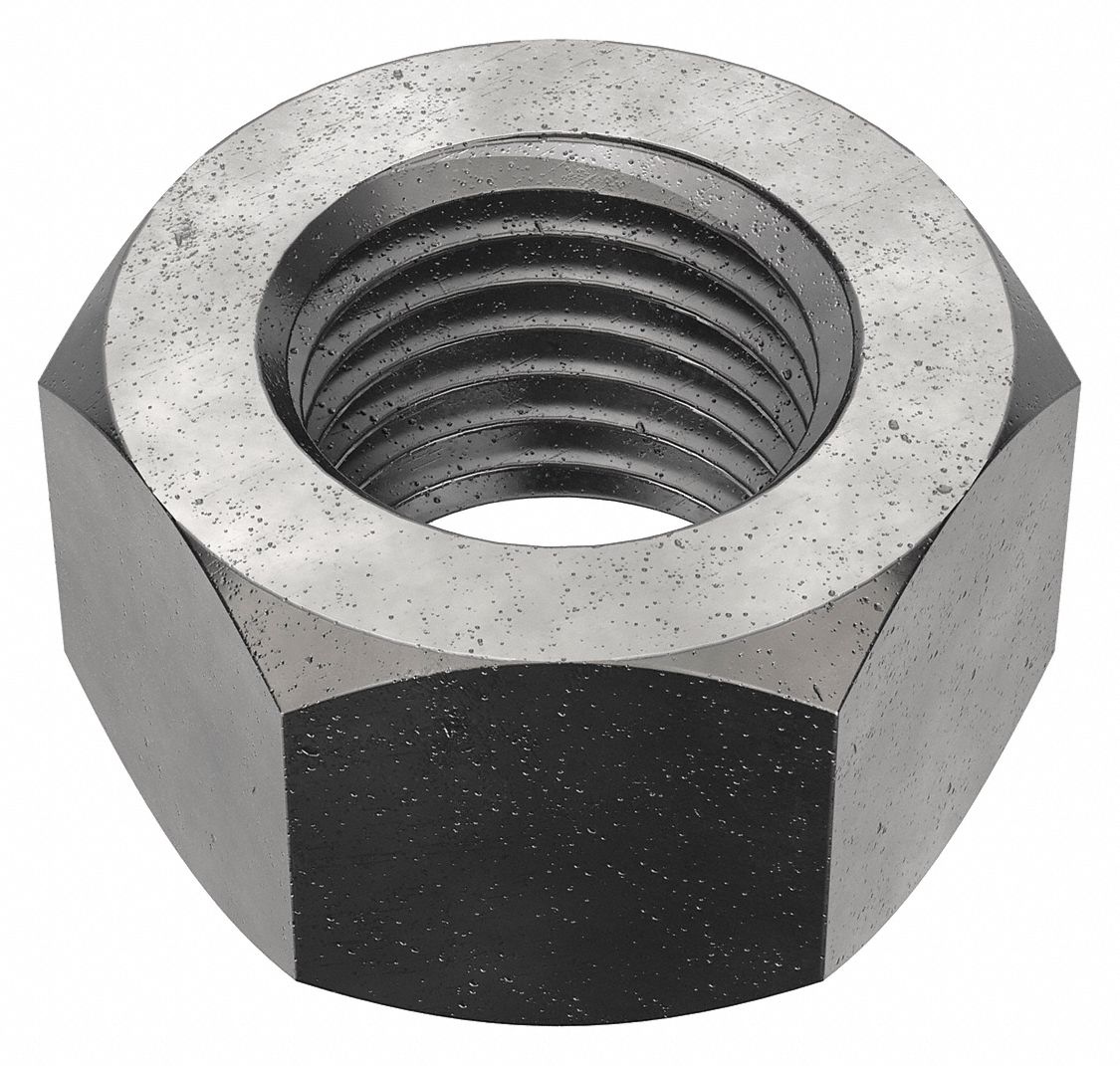 Hex Nut: Std Hex, 1 1/2"-6 Thread, 2 1/4 in Hex Wd, 1 9/32 in Hex Ht, Steel, Grade 5, Plain, 5 PK