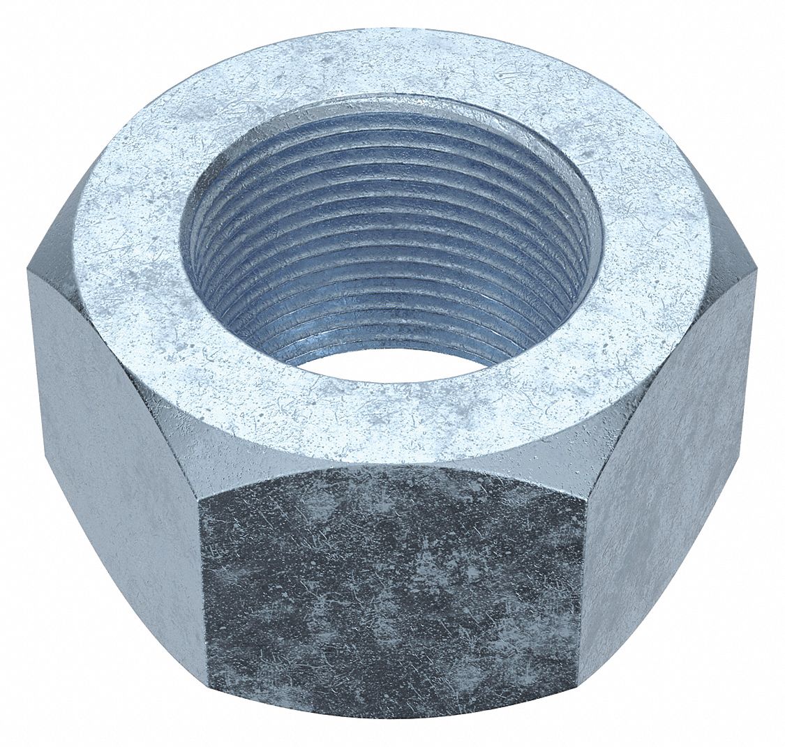 Hex Nut: Std Hex, 1 1/2"-12 Thread, 2 1/4 in Hex Wd, 1 9/32 in Hex Ht, Steel, Grade 5, Std, 5 PK