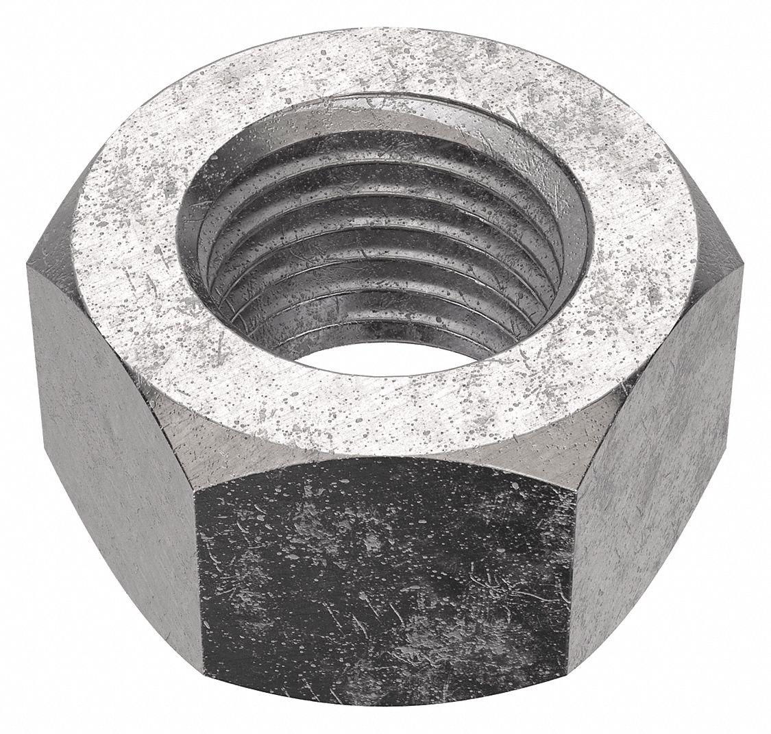 Hex Nut: Std Hex, 1 1/2"-6 Thread, 2 1/4 in Hex Wd, 1 9/32 in Hex Ht, Stainless Steel, 18-8, 5 PK