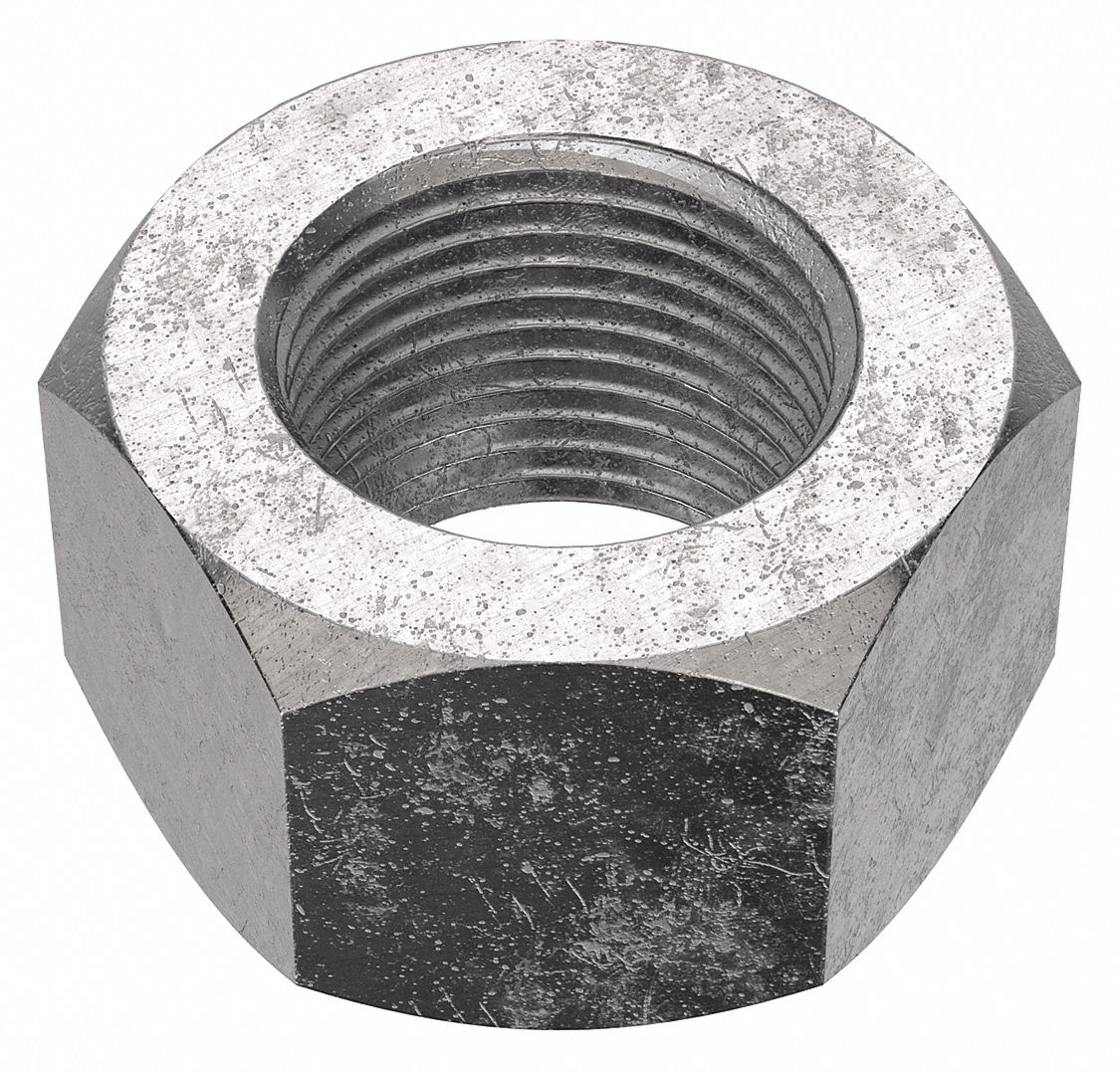 Hex Nut: Std Hex, 1 1/8"-12 Thread, 1 11/16 in Hex Wd, 31/32 in Hex Ht, Stainless Steel, 18-8, 5 PK