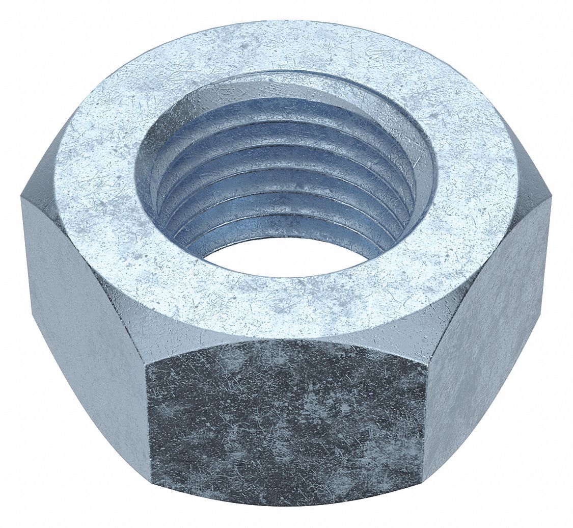 Hex Nut: Std Hex, M36x4.00 Thread, 55 mm Hex Wd, 29 mm Hex Ht, Steel, Class 8, Zinc-Plated, 2 PK