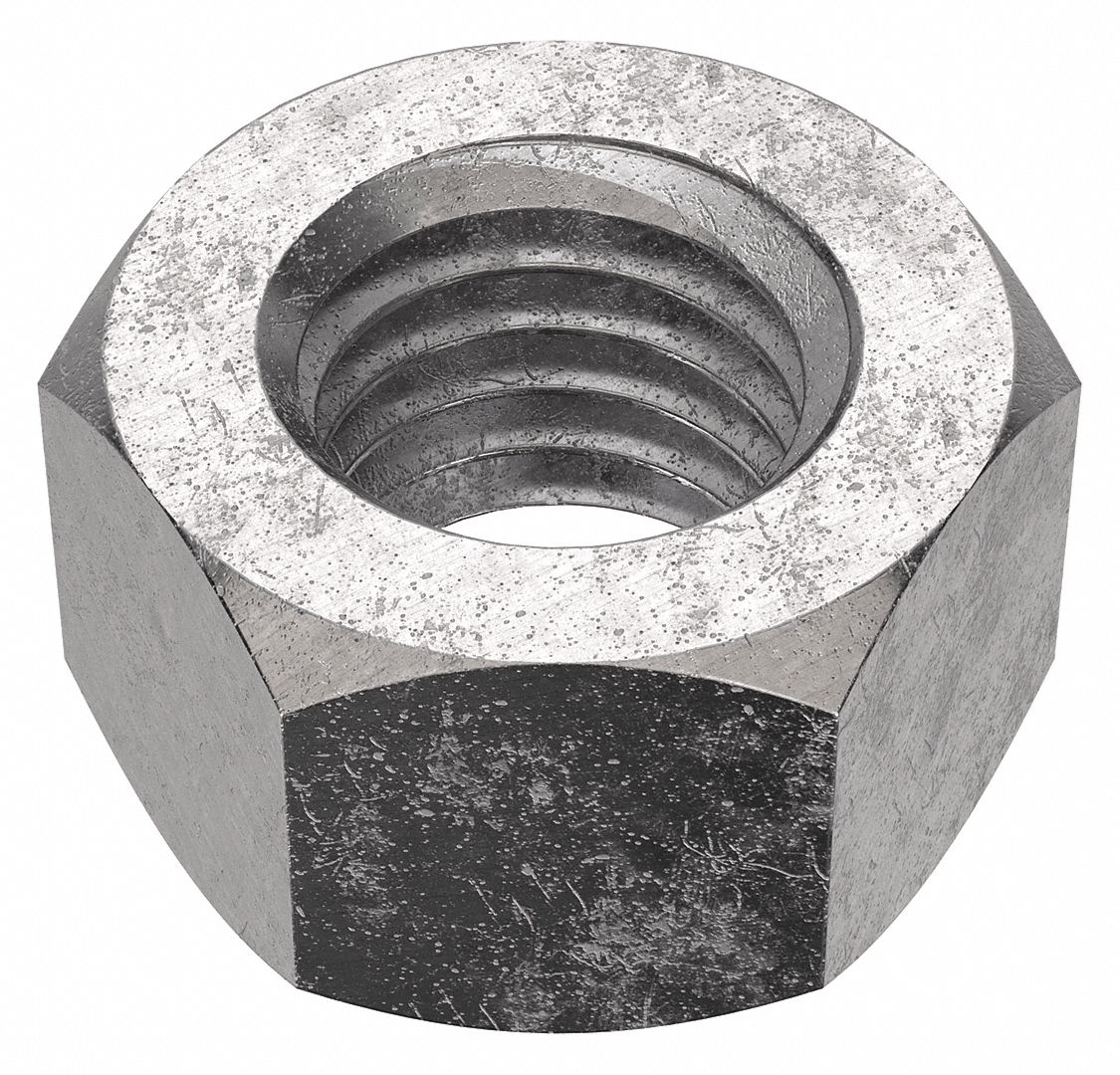 HEX NUT, ⅜"-16 THREAD, 9/16 IN HEX W, 21/64 IN HEX H, 18-8 STAINLESS STEEL, PLAIN, 100 PK