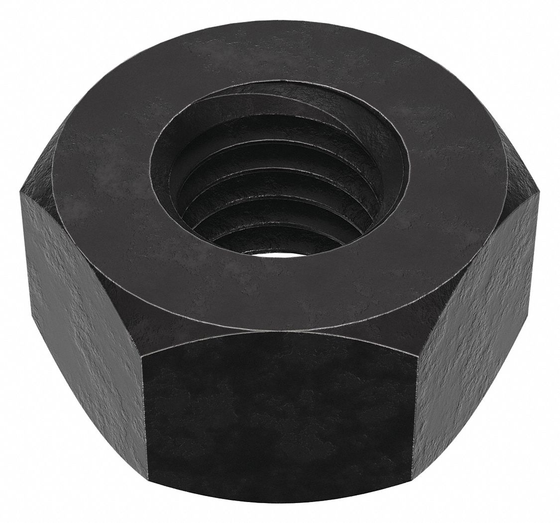 HEX NUT, ½"-13 THREAD, ⅞ IN HEX W, ½ IN HEX H, STEEL, UNC, GRADE 2H, BLACK OXIDE, 300 PK