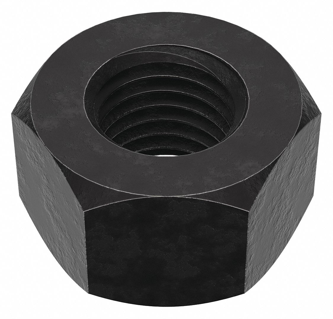 ÉCROU HEXAGONAL, ⅞"-9, 1-7/16PO HEX W, ⅞PO HEX H, ACIER, UNC, GRADE 2H, OXYDE NOIR, PQ80