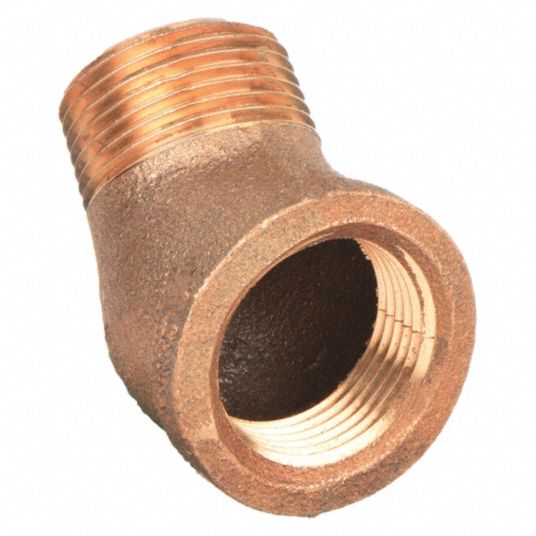 45° Street Elbow: Brass, 1/2 in x 1/2 in Fitting Pipe Size, Male NPT x  Female NPT, Class 125