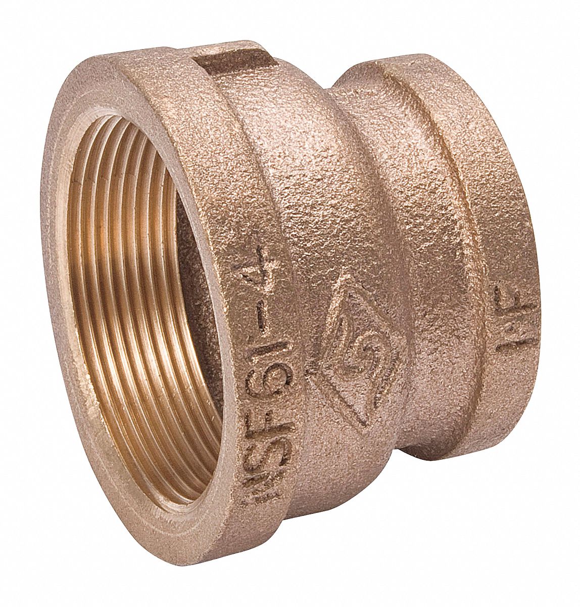 GRAINGER APPROVED Brass Coupling, FNPT, 3/8 in x 1/4 in Pipe Size, 1 EA