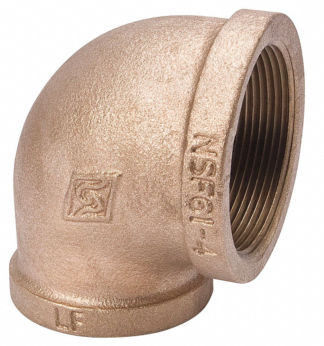 GRAINGER APPROVED Brass Reducing Elbow, FNPT, 1/2 in x 3/8 in Pipe Size
