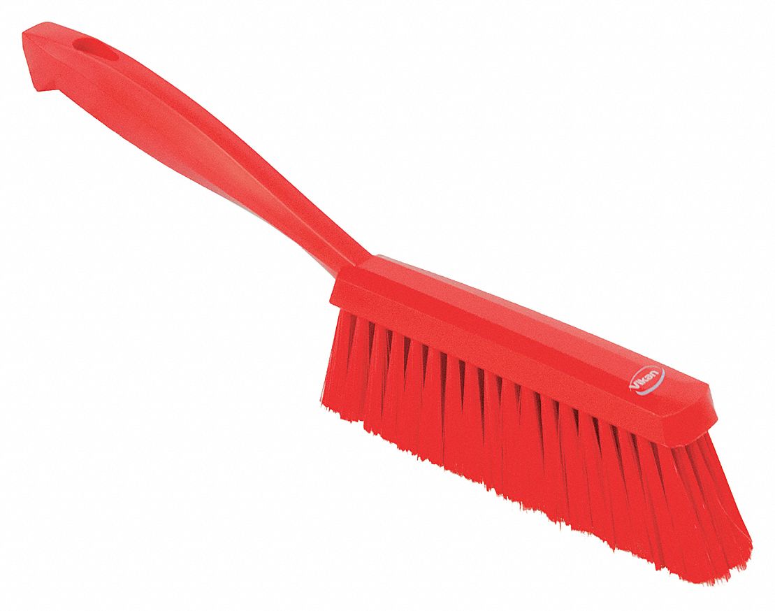 BENCH BRUSH, SOFT, POLYESTER BRISTLE, 6¾ IN HANDLE L, 7 IN BRUSH L, RED