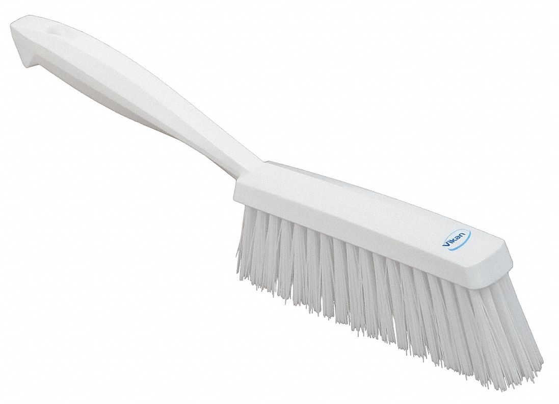BENCH BRUSH, MEDIUM, POLYESTER BRISTLE, 6½ IN HANDLE L, 6½ IN BRUSH L, WHITE