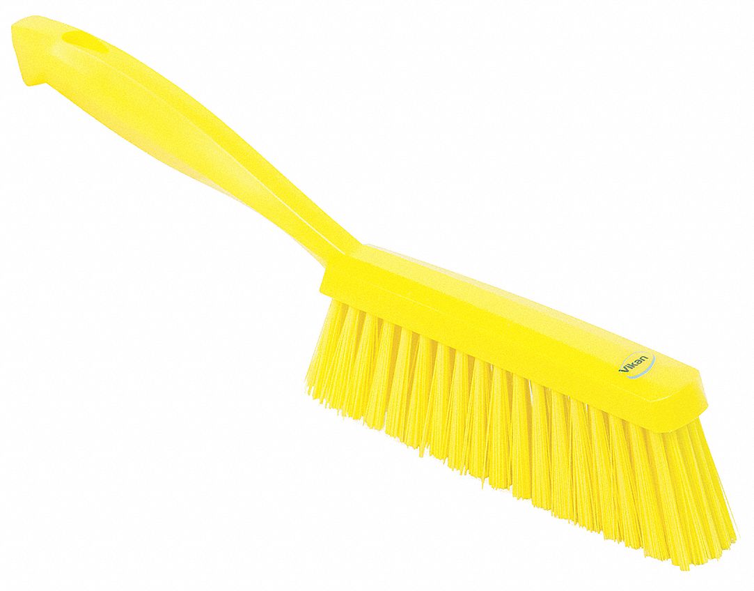 BENCH BRUSH, MEDIUM, POLYESTER BRISTLE, 6½ IN HANDLE L, 6½ IN BRUSH L, YELLOW