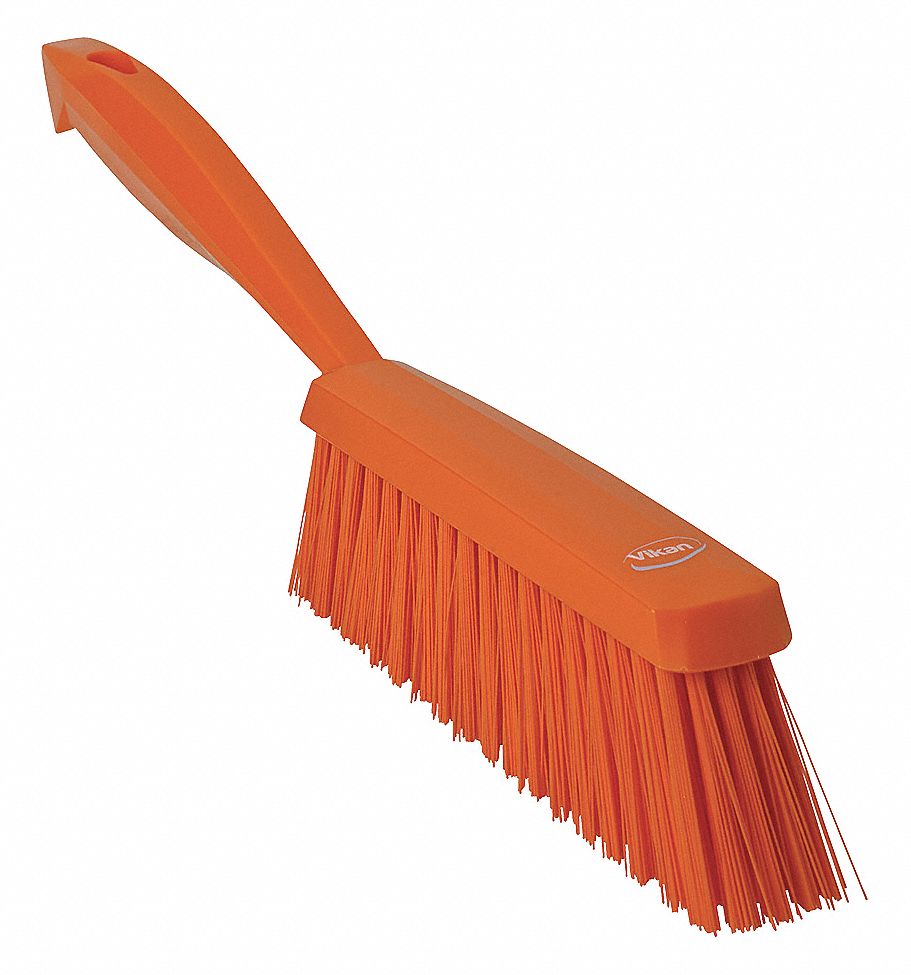 BENCH BRUSH, MEDIUM, POLYESTER BRISTLE, 6½ IN HANDLE L, 6½ IN BRUSH L, ORANGE