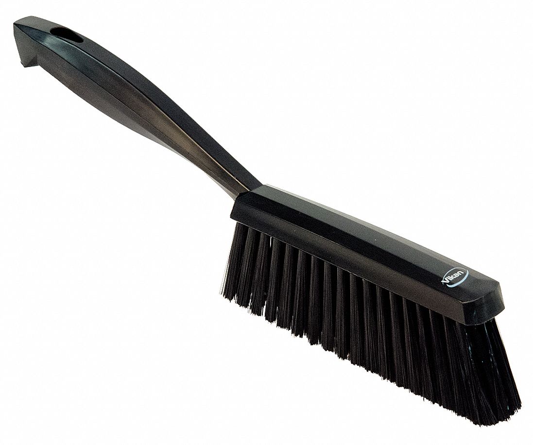 BENCH BRUSH, MEDIUM, POLYESTER BRISTLE, 6½ IN HANDLE L, 6½ IN BRUSH L, BLACK