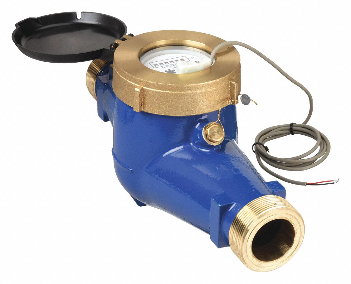 Mechanical Flowmeter: Water Meter, Water, Brass, 1 1/2 in NPT, 1 1/2 in Connection Size