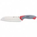 7 in Food Processing Santoku Knife, Gray/Red