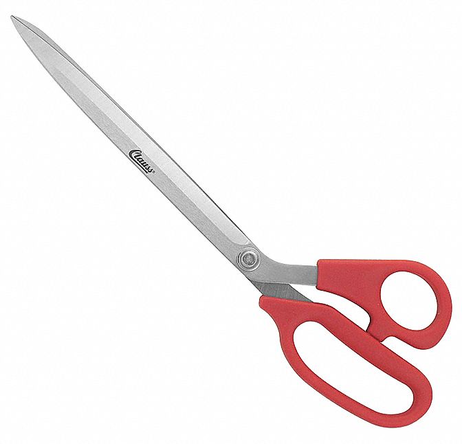 SHEARS, AMBIDEXTROUS, 11 1/2 IN OVERALL L, STRAIGHT, STAINLESS STEEL, POINTED, RED