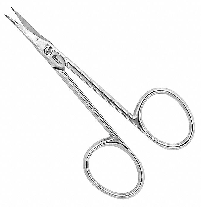 SCISSORS, AMBIDEXTROUS, 3 1/4 IN OVERALL L, STRAIGHT, STEEL, POINTED, SILVER