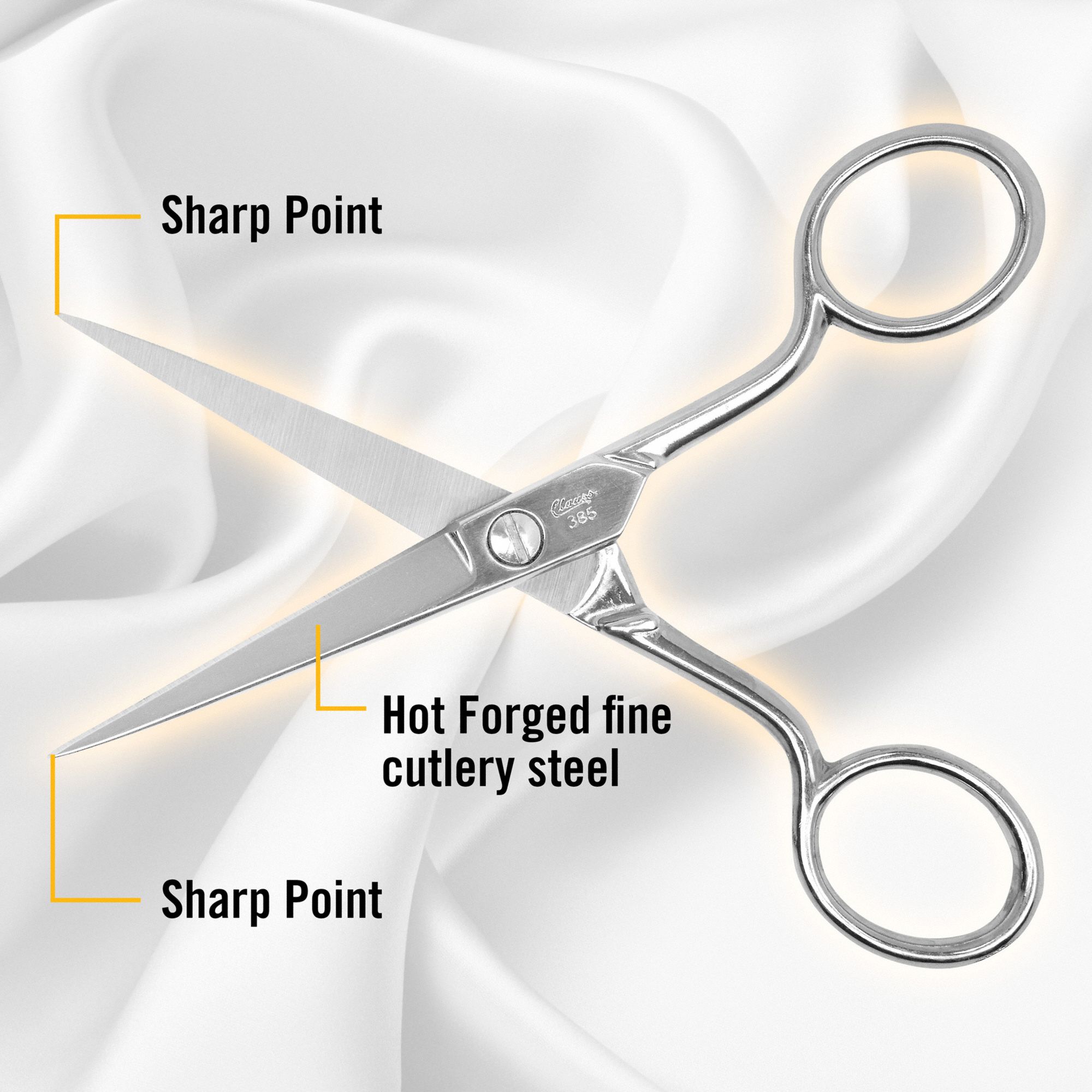 CLAUSS Scissors: Ambidextrous, 5 in Overall Lg, Straight, Steel ...