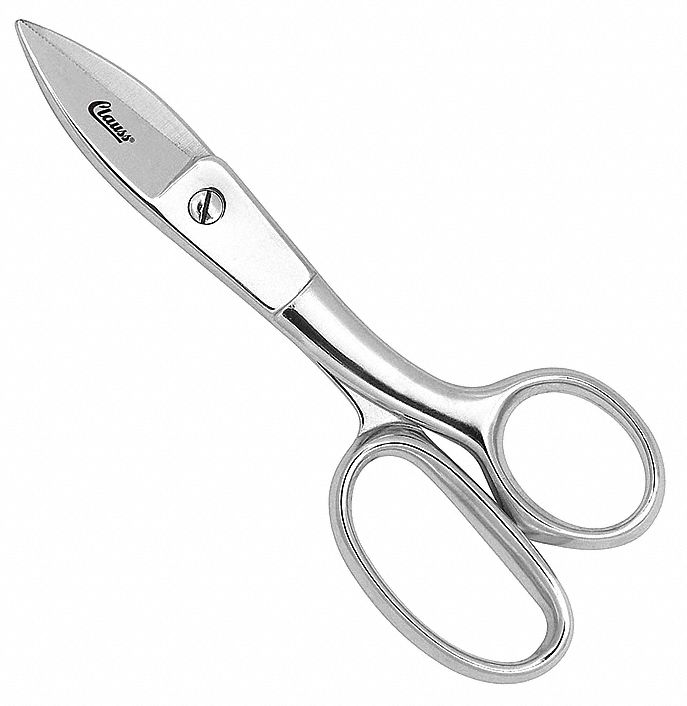 SHEARS, RIGHT-HAND, 7 3/4 IN OVERALL L, SERRATED, STEEL, POINTED, SILVER