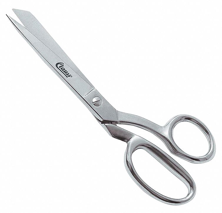 SHEARS, RIGHT-HAND, 8 IN OVERALL L, STRAIGHT, STEEL, POINTED, SILVER, OFFSET HANDLE