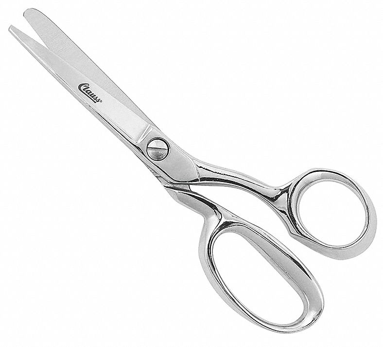 SHEARS, RIGHT-HAND, 6 IN OVERALL L, STRAIGHT, STEEL, POINTED, SILVER, OFFSET HANDLE