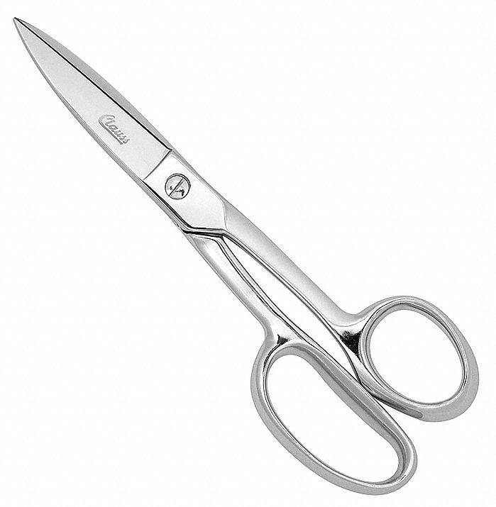 SHEARS, RIGHT-HAND, 8 IN OVERALL L, STRAIGHT, STEEL, POINTED, SILVER, STRAIGHT HANDLE