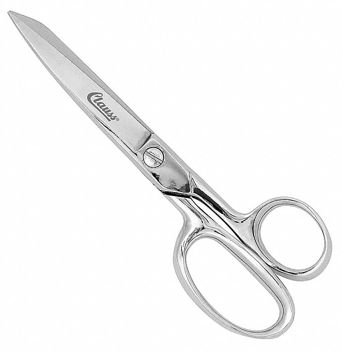 Shears: Right-Hand, 6 in Overall Lg, Straight, Steel, Pointed, Silver