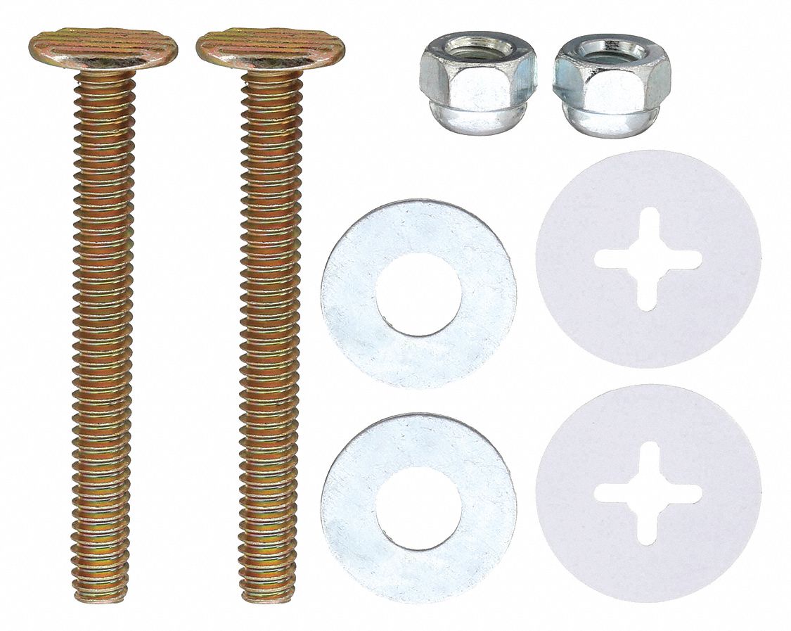 TOILET FLANGE BOLT SET: FITS AMERICAN STANDARD/SLOAN/ZURN BRANDS, STEEL