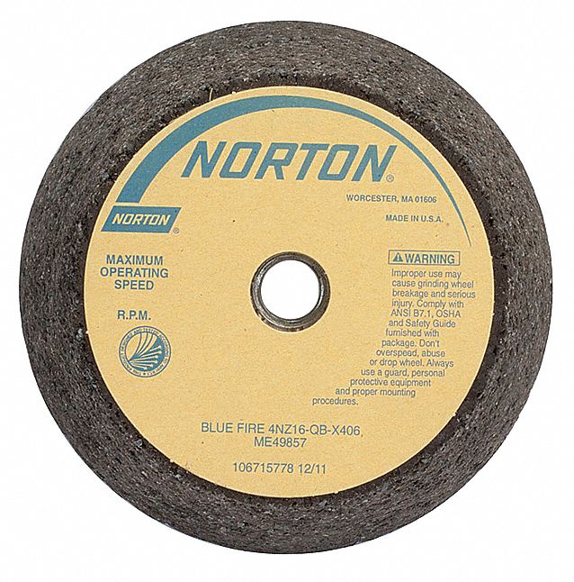 Norton Gemini Portable Snagging Abrasive Wheel Pack of 10 5/8-11 Hole Diameter Grit 16 Aluminum Oxide 4/3 Diameter x 2 Thickness Type 11 Flaring Cup 
