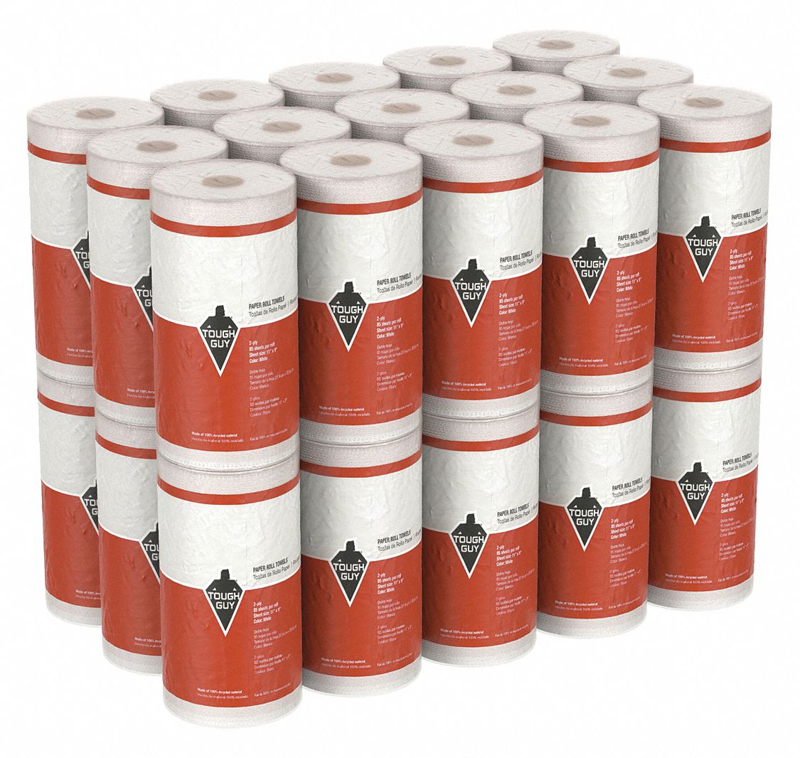 TOUGH GUY, White, 11 in Roll Wd, Paper Towel Roll 22UY4322UY43
