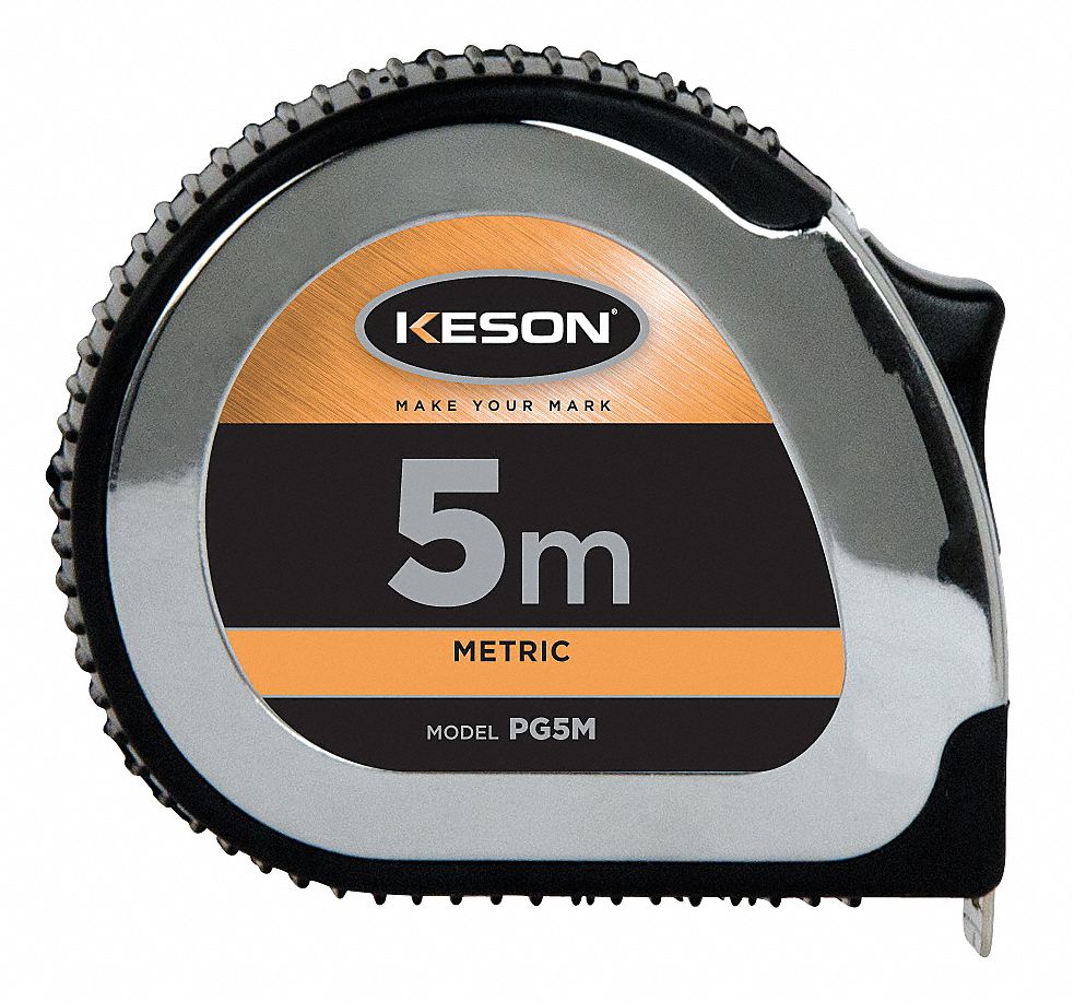 25mm by 5-Meter Graduations: m, cm, mm Keson PGT5MV Short Tape Measure with Nylon Coated Steel Blade and Toggle Lock 