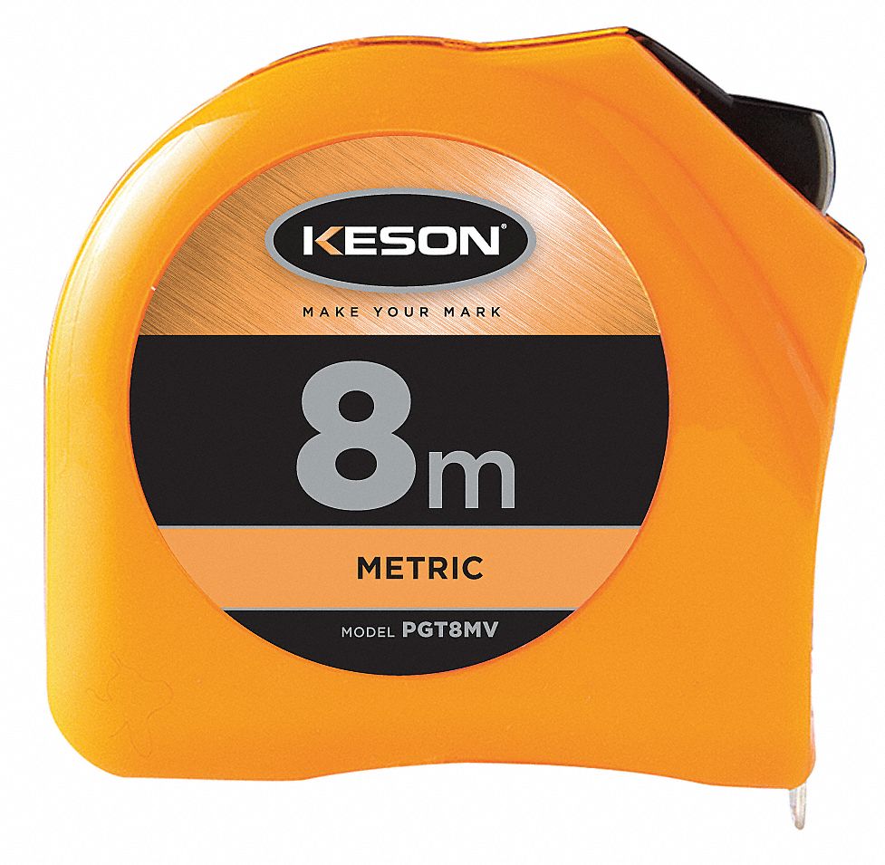 8 m Steel Metric Long Tape Measure, Orange